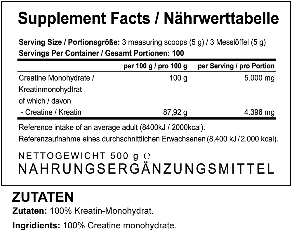 EVOLabs NANOHytrate Creatin (1000Mesh) 500g
